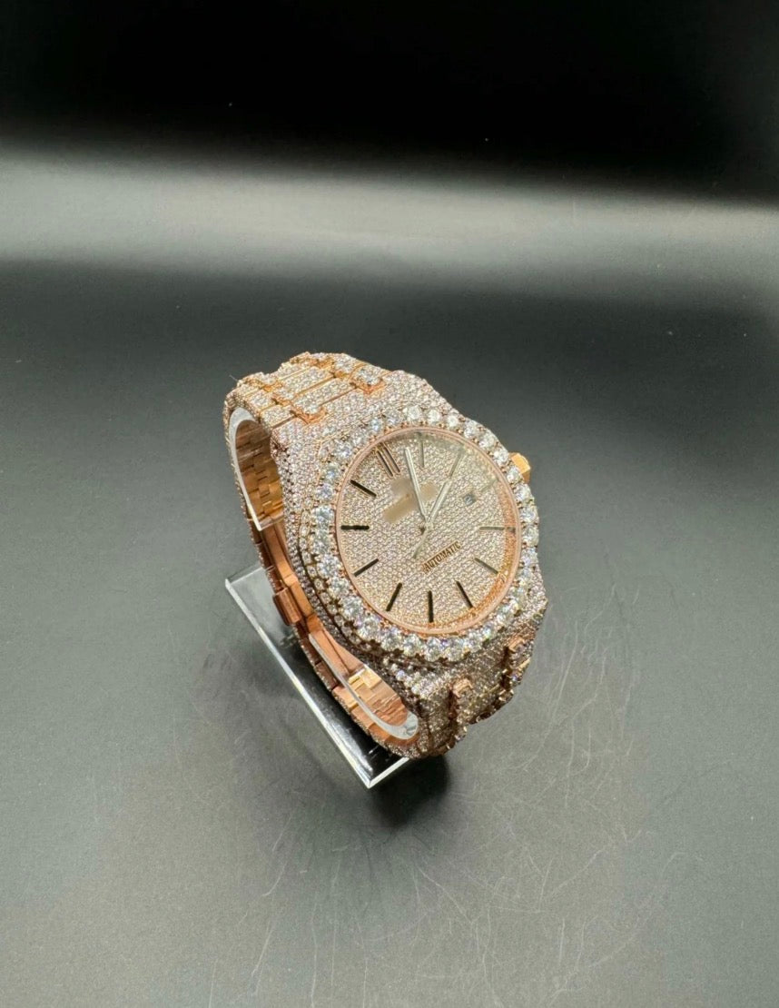 FULL ROSE MOISSANITE WATCH (41MM)