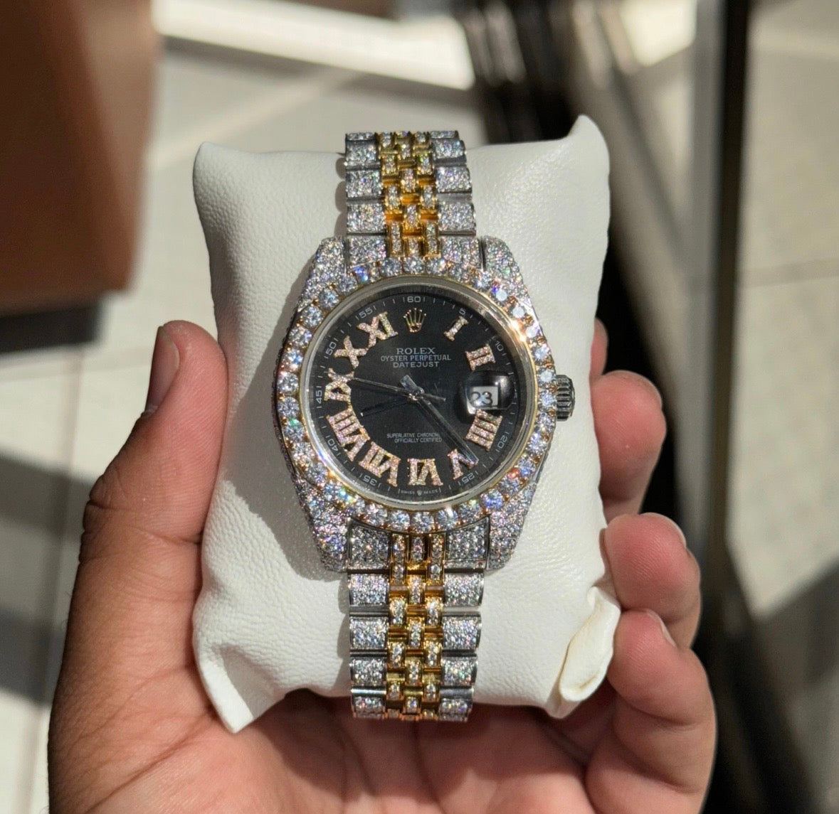 VVS-1 Moissanite Diamond Watch With Box & Papers
