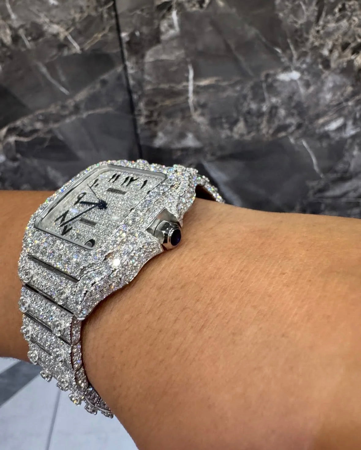 VVS-1 Moissanite Diamond Watch With Box & Papers