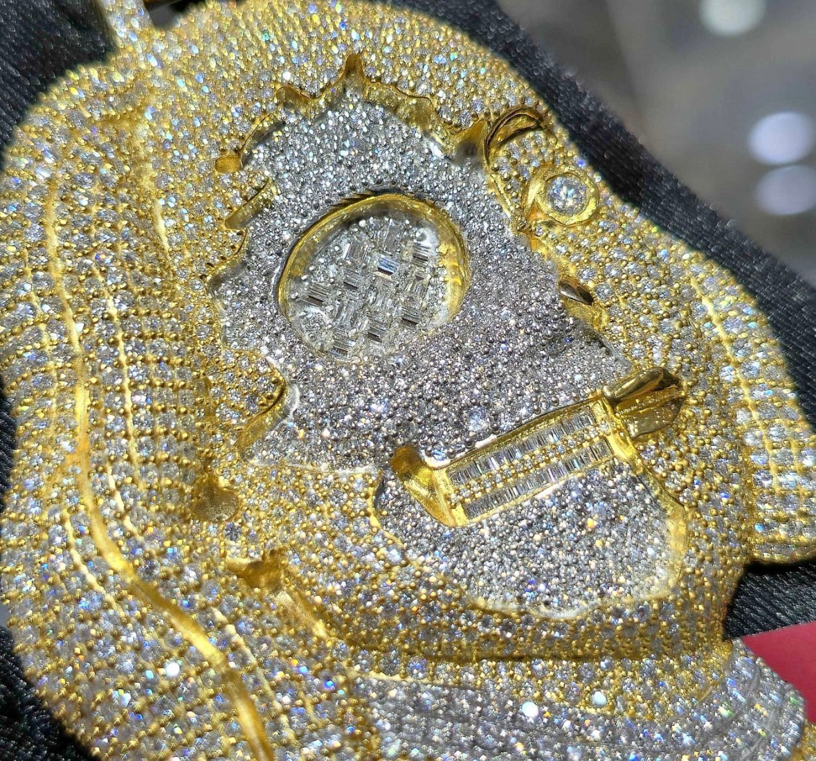 925 Sterling Silver Two Tone VVs clarity moissonite Custom Benjamin Pendant Two Face Design