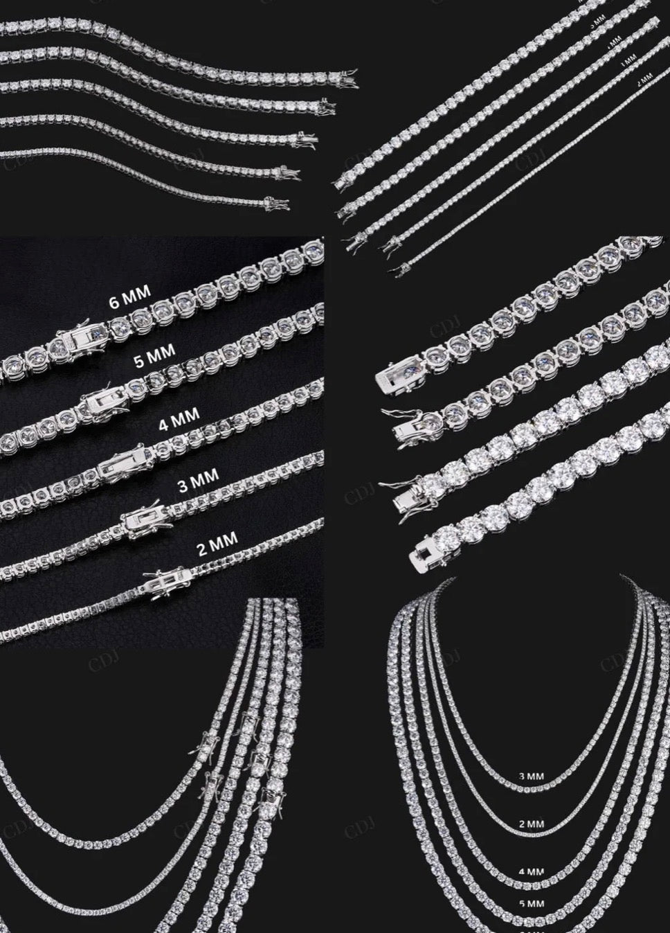 2mm–5mm VVS Moissanite Tennis Chain Necklace S925 Sterling Silver Unisex