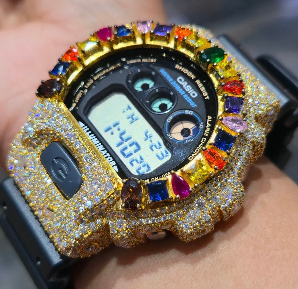Rainbow Moissanite Bezel G-Shock Watch