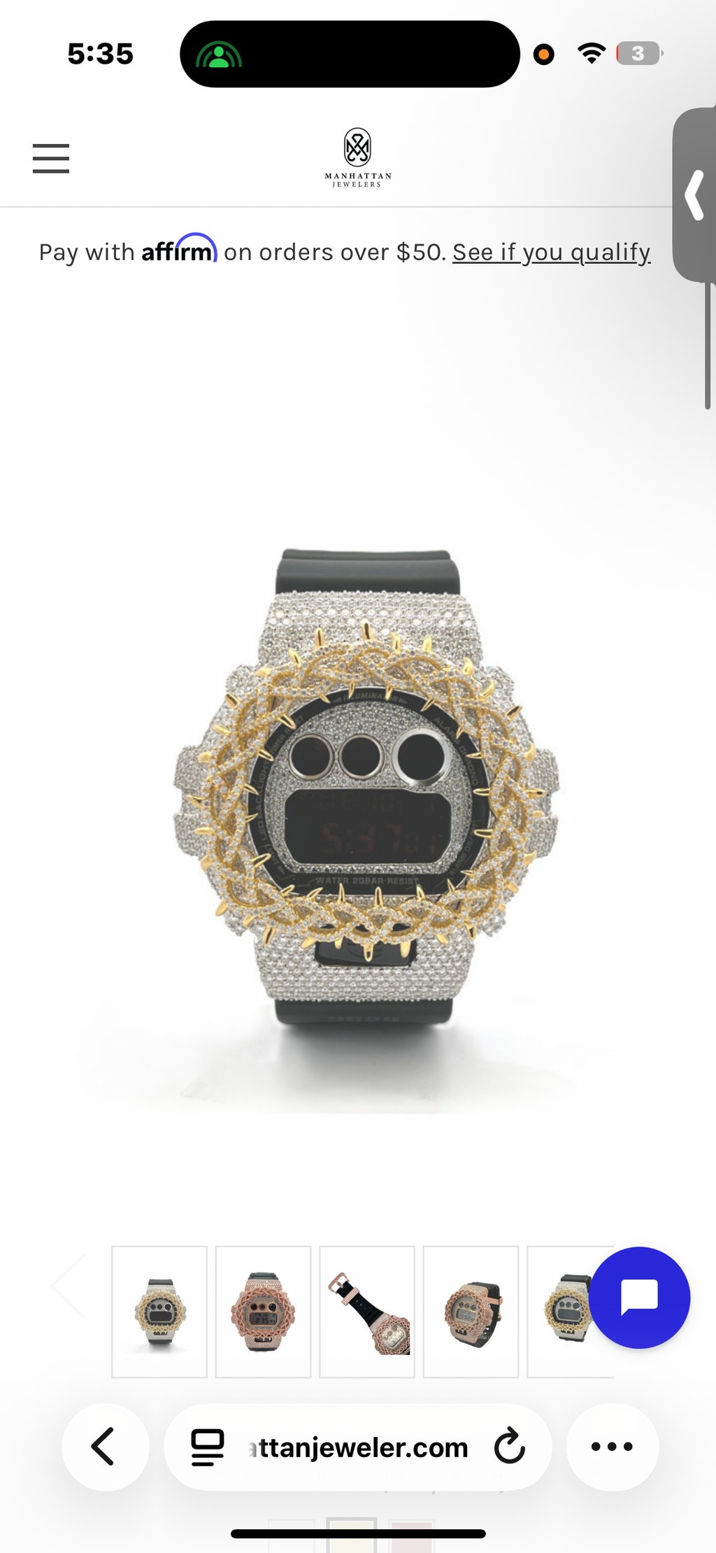 VVS-1 Moissanite Diamond Watch With Box & Papers
