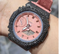 BLACK MOISSANITE Watch Iced Out G-SHOCK GA2100 “Casioak” – PINK Dial | Pink Band