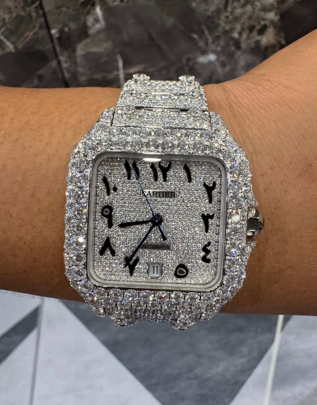 VVS-1 Moissanite Diamond Watch With Box & Papers