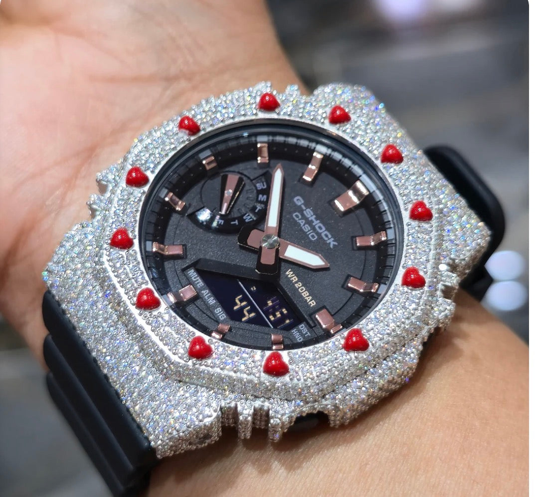 Heart Bezel Moissanite G-Shock Watch